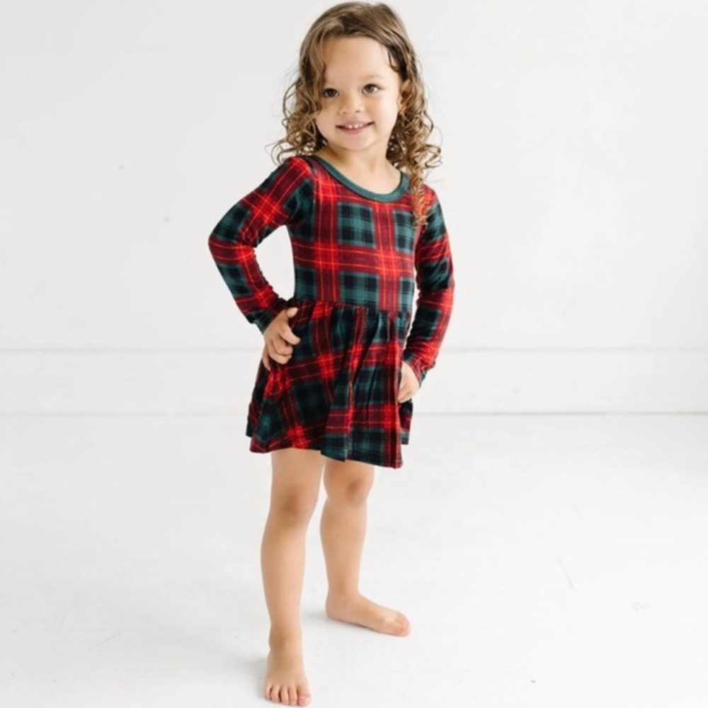 Little Sleepies Play Tartan Christmas Twirl Dress w/ Bodysuit 3-6 months